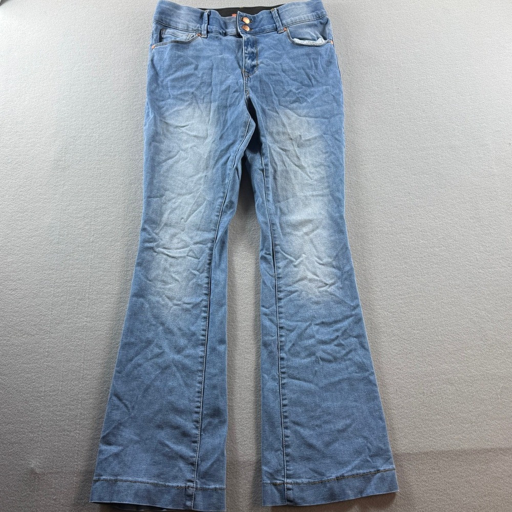 Indigo Poppy Flare Jeans Womens Size 10 Blue High Rise Stretch Wide Leg